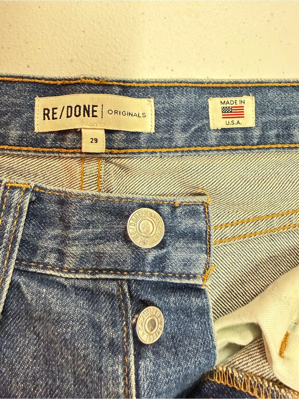 RE/DONE Originals High Rise Ankle Crop Jeans 29 Dark Wash Raw Hem USA 2017
B328